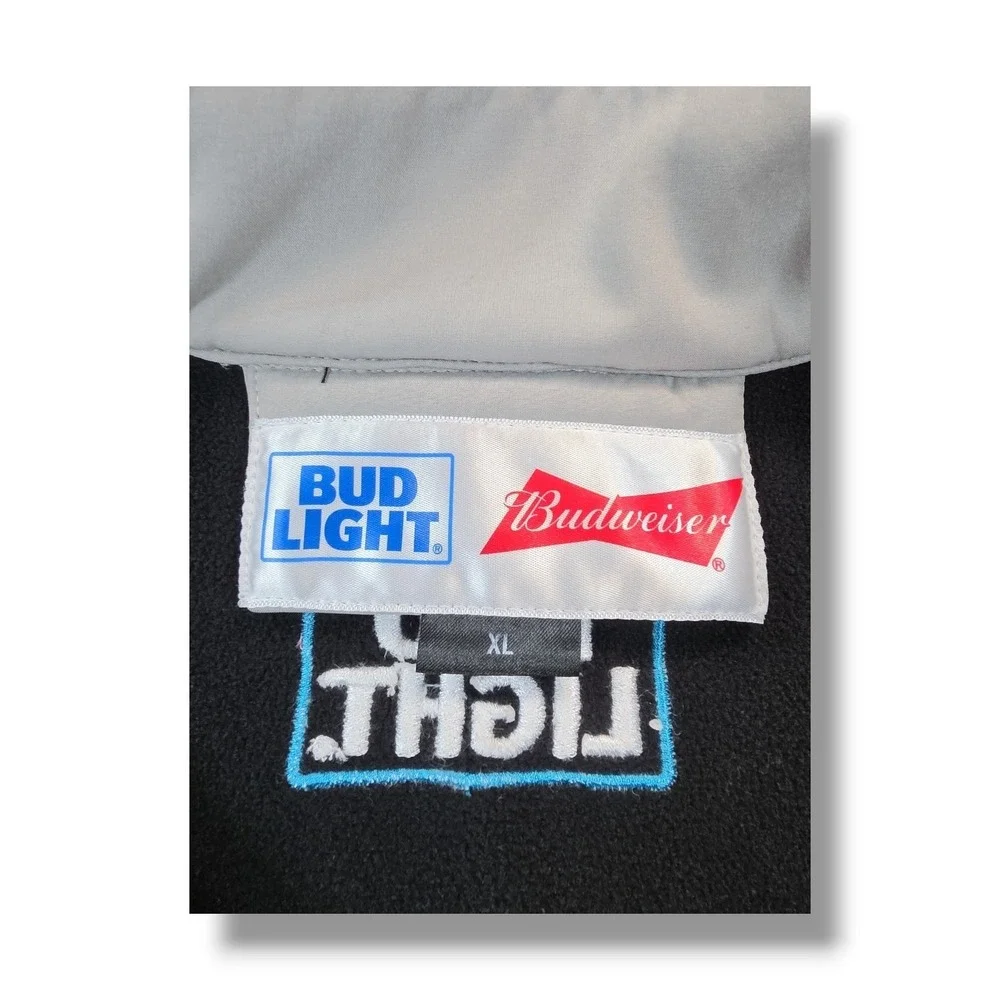 Budweiser/Bud Light Full Zip Vendor/Dealer Grey Fleece Lined Jacket Men's XL‎